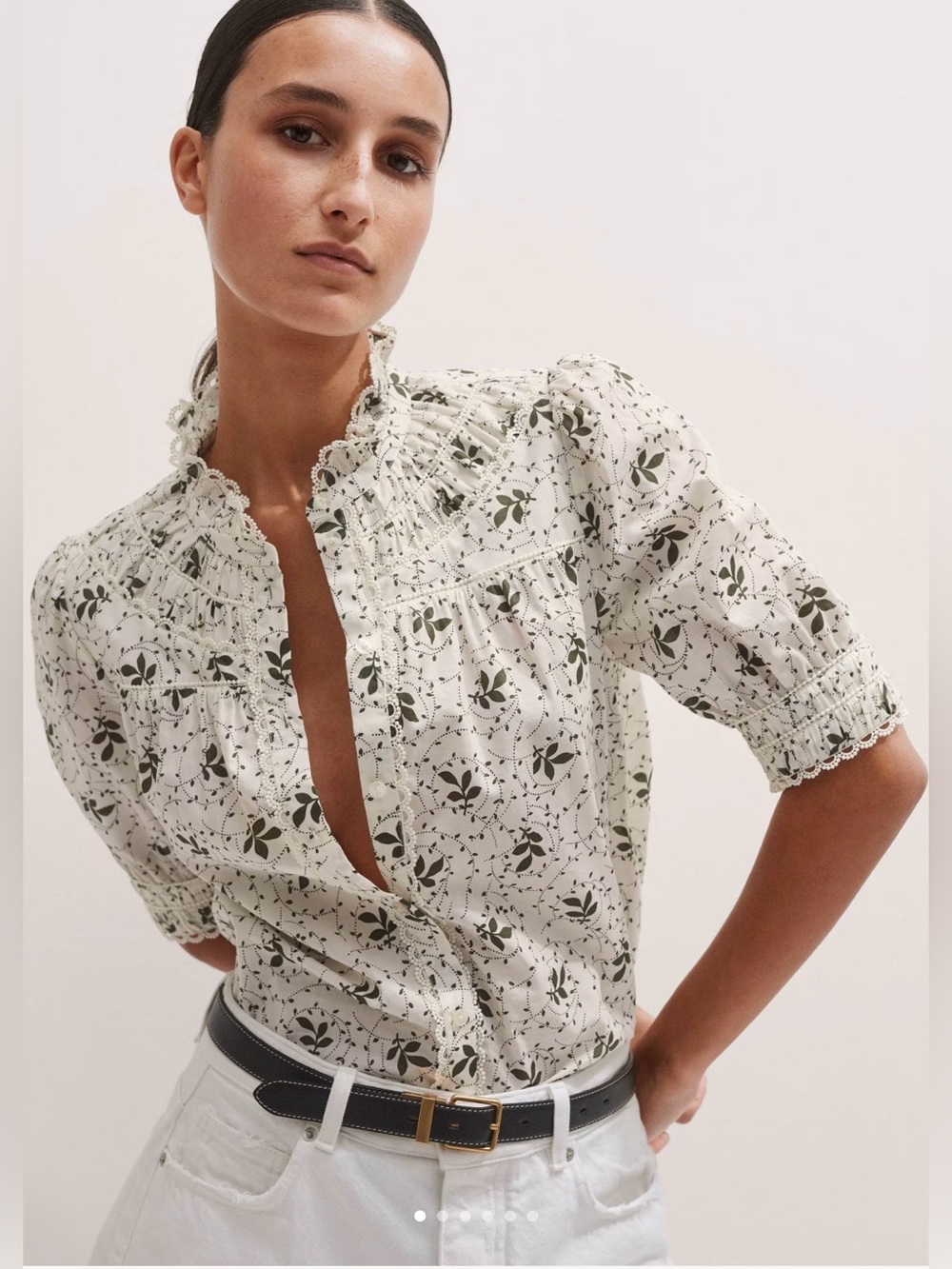 ME+EM Leaf-swirl print cotton top, size 6